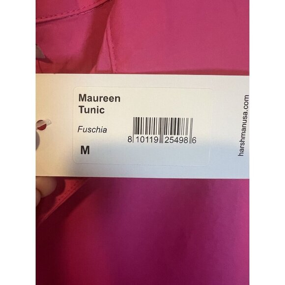 Harshman Maureen Tunic Cotton Poplin Top Fuchsia Medium Oversized $219 VNeck - Picture 8 of 9